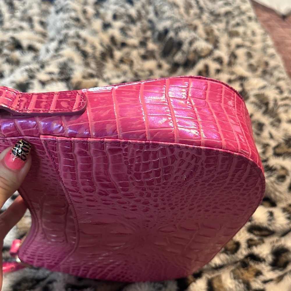 Brahmin Hot Pink Croc-Embossed Leather Shoulder Bag - Picture 6 of 15